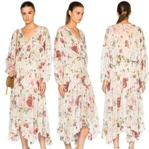 Rare Zimmermann Mischief Ladder Floral Silk Midi Handkerchief Floral Dress AS IS